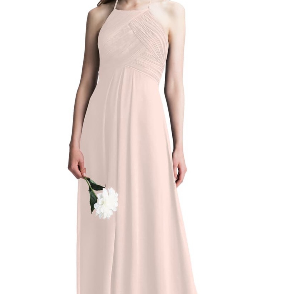 Levkoff Halter Chiffon A Line Bridesmaid Gown